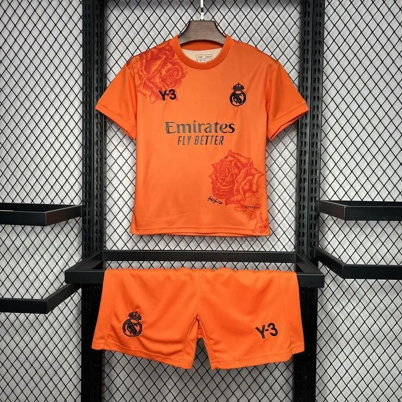 24-25 Real Madrid Y3 Kid Kits Orange Children Sets Football AAAAJersey Yupoo 7