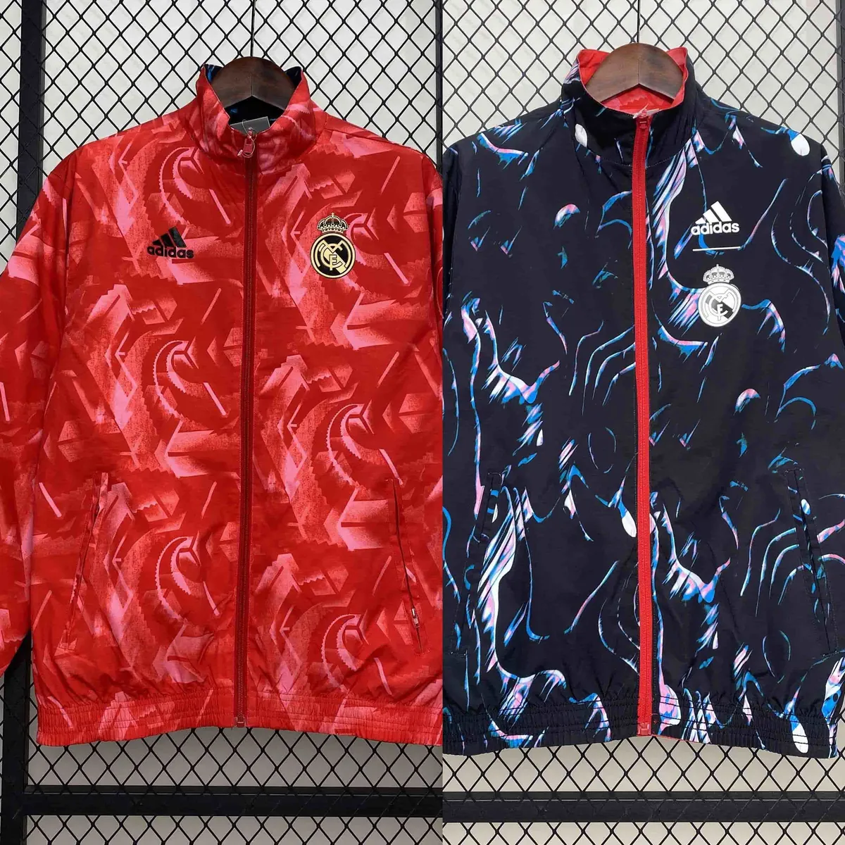 24-25 Real Madrid Red&Navy Trench Coat Reversible Windbreaker Double-Sides Jacket AAAAJersey Yu 7