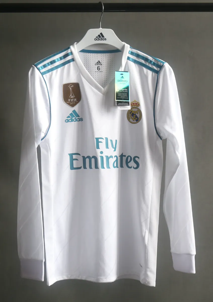 17-18 Real Madrid Home Retro Kit Vintage Player Version Long Sleeve Shirt AAAAJersey Dropship Y 8