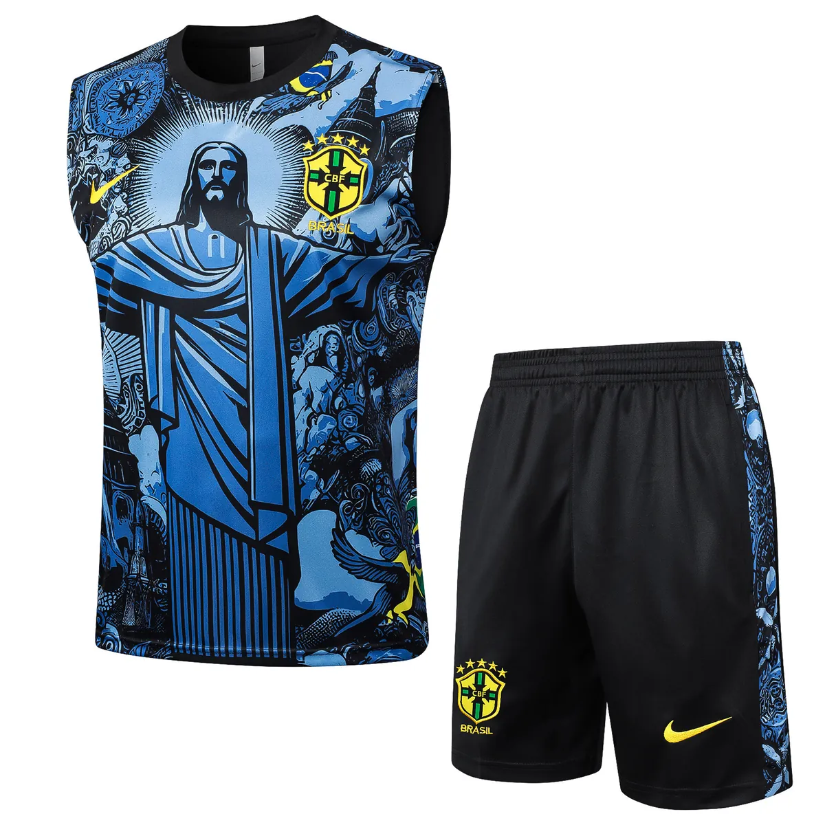 2024 Brazil Christ the Redeemer Blue Vest Kit Soccer AAAAJersey Yupoo 3