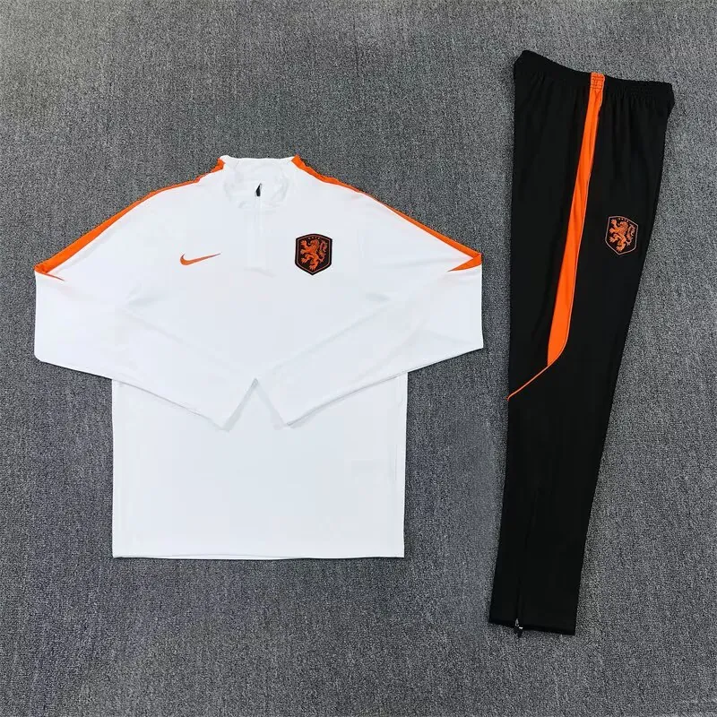 2026 Netherlands Mens Kit White Half Pull Training Suit Yupoo 7 3