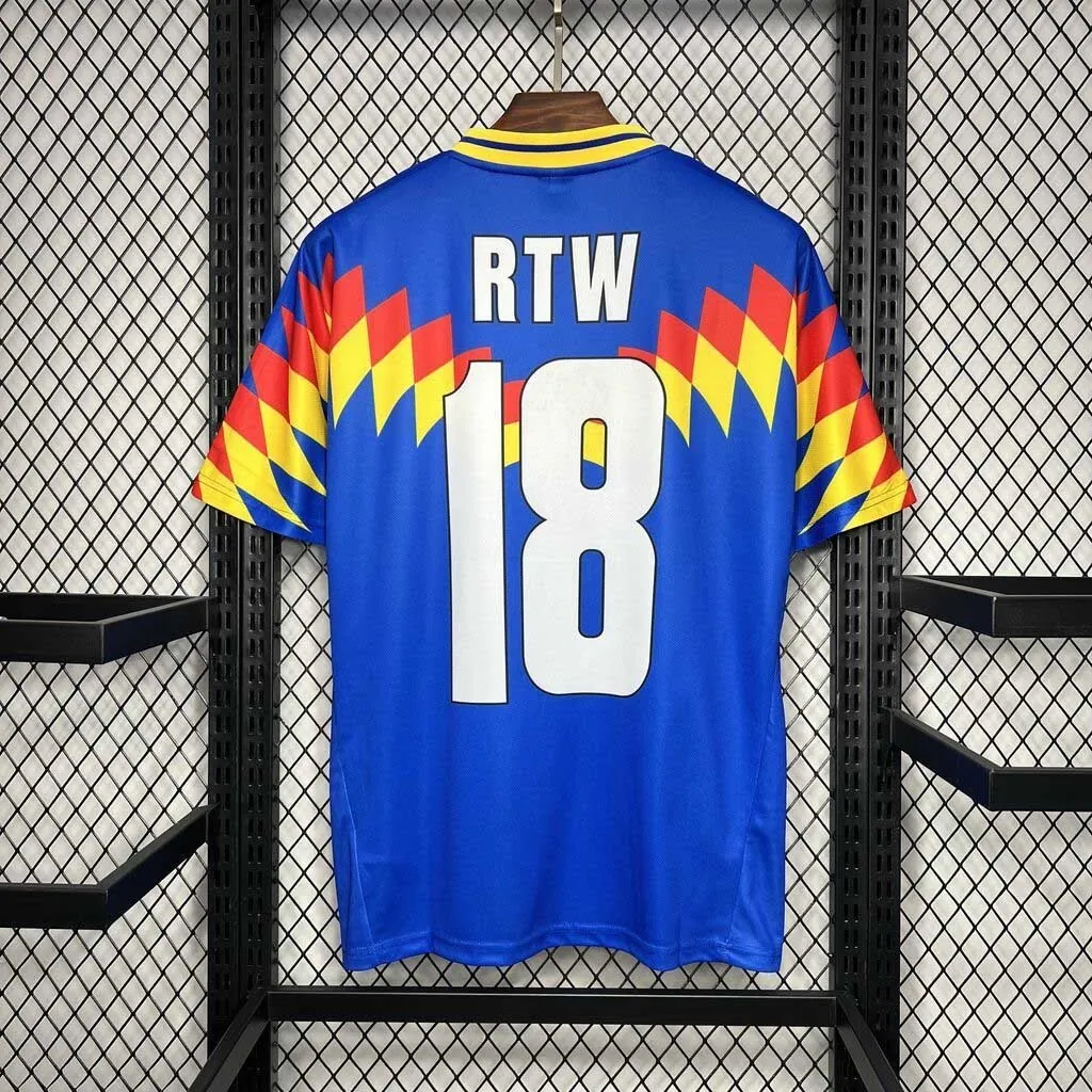 95-96 Club America RTW Blue Retro Kit Vintage Shirt Sport AAAAJersey Yupoo 3