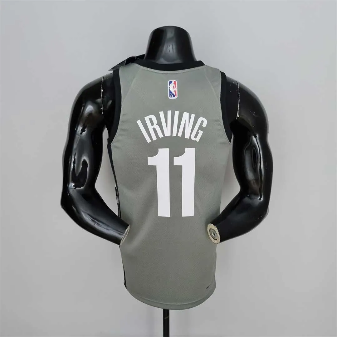 75th Anniversary Irving #11 Brooklyn Nets City Edition Gray NBA Jersey 1