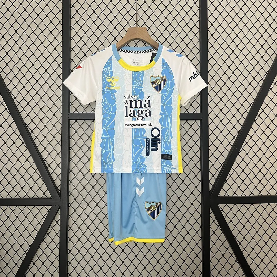 24-25 Malaga Home Kid Kits Youth Apparels Football AAAAJersey Yupoo 9