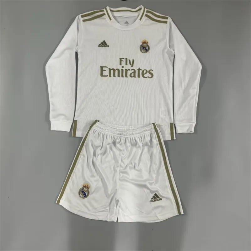 19-20 Real Madrid Home Long Sleeve Retro Kid Kits Youth Apparels Soccer AAAAJersey Yupoo 2