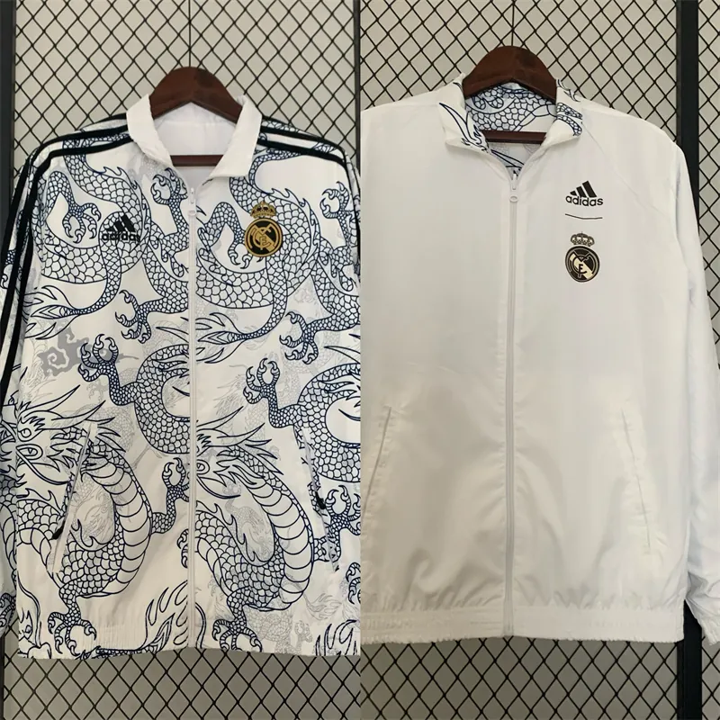 23-24 Real Madrid Reversible Dragon Windbreaker White 9
