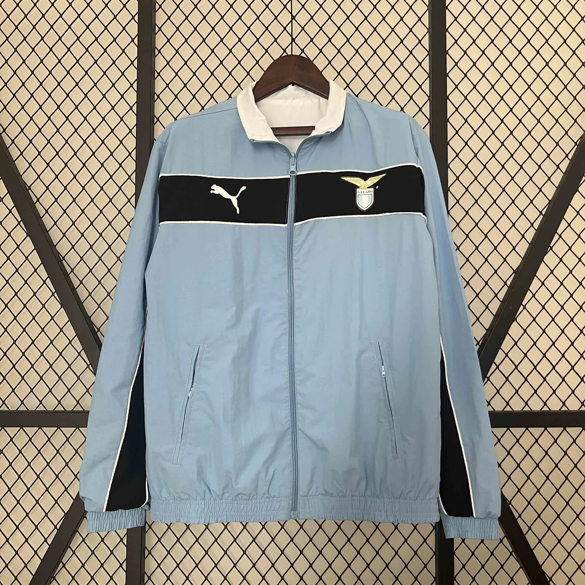 23-24 Lazio Blue and White Reversible Windbreaker Double-Sides Jacket Football Replicas 6