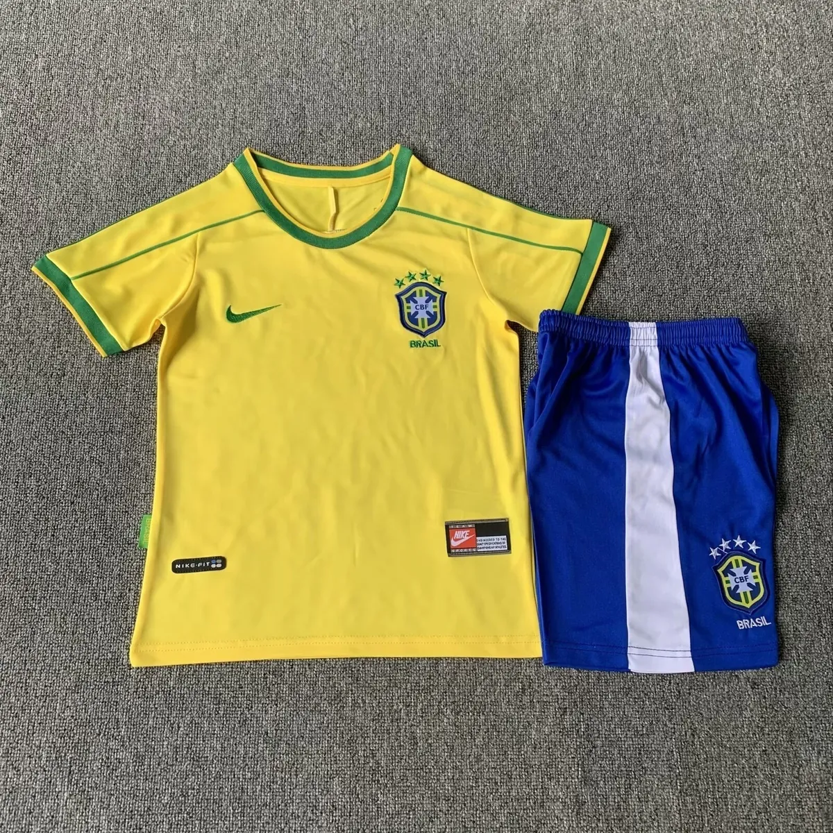 1998 Brazil Home Retro Kids Kit World Cup Shirt Soccer Jerseys Yupoo 6