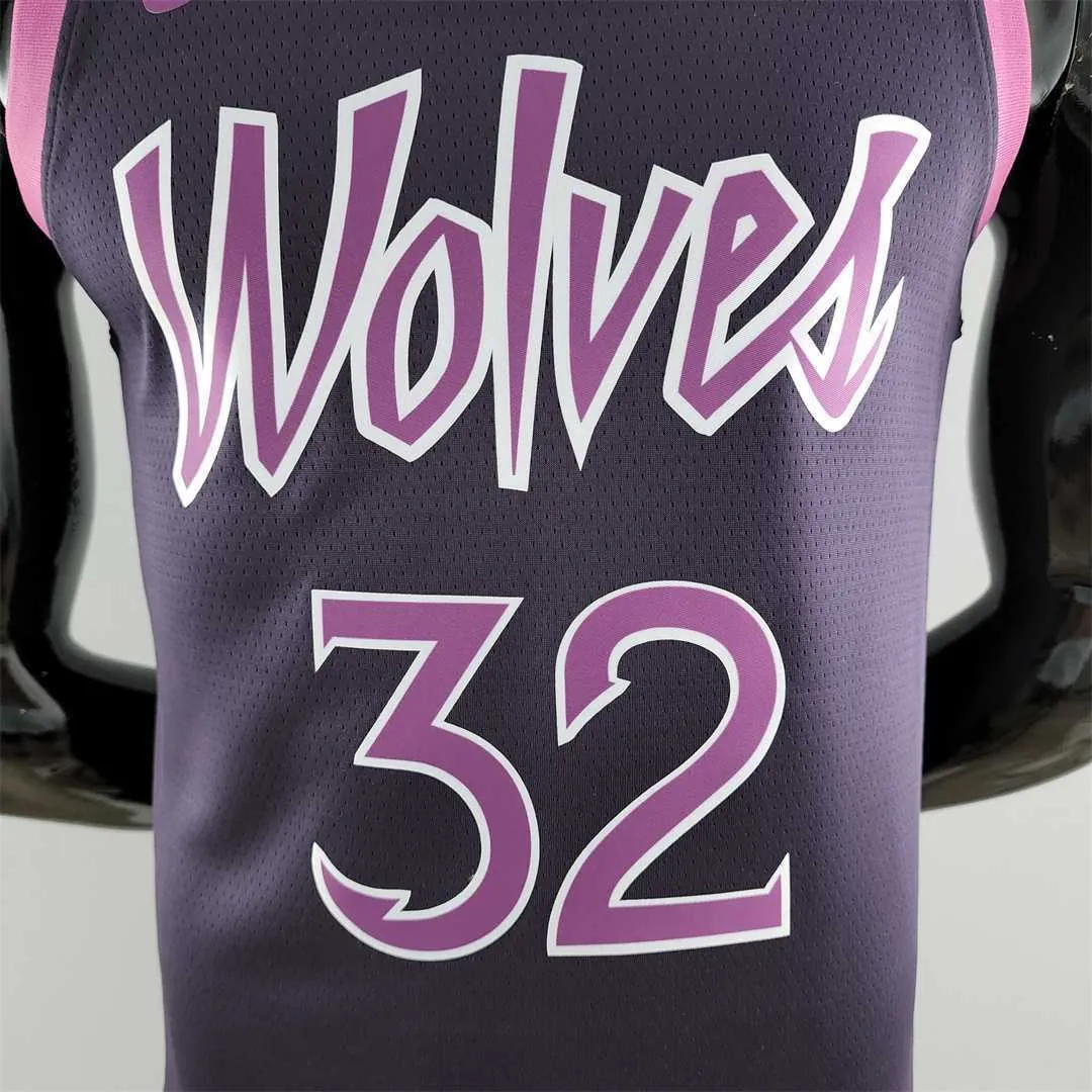 Minnesota Timberwolves TOWNS#32 Black and Purple NBA Jersey 5
