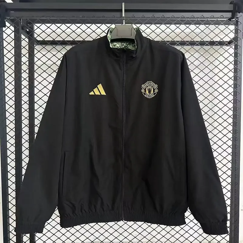 25-26 Manchester United Trench Coat Reversible Windbreaker Double-Sides Jacket 4