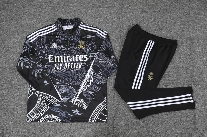 23-24 Real Madrid Long Sleeve Dragon Special Edition Black Training Suits Soccer Jerseys Yupoo 1