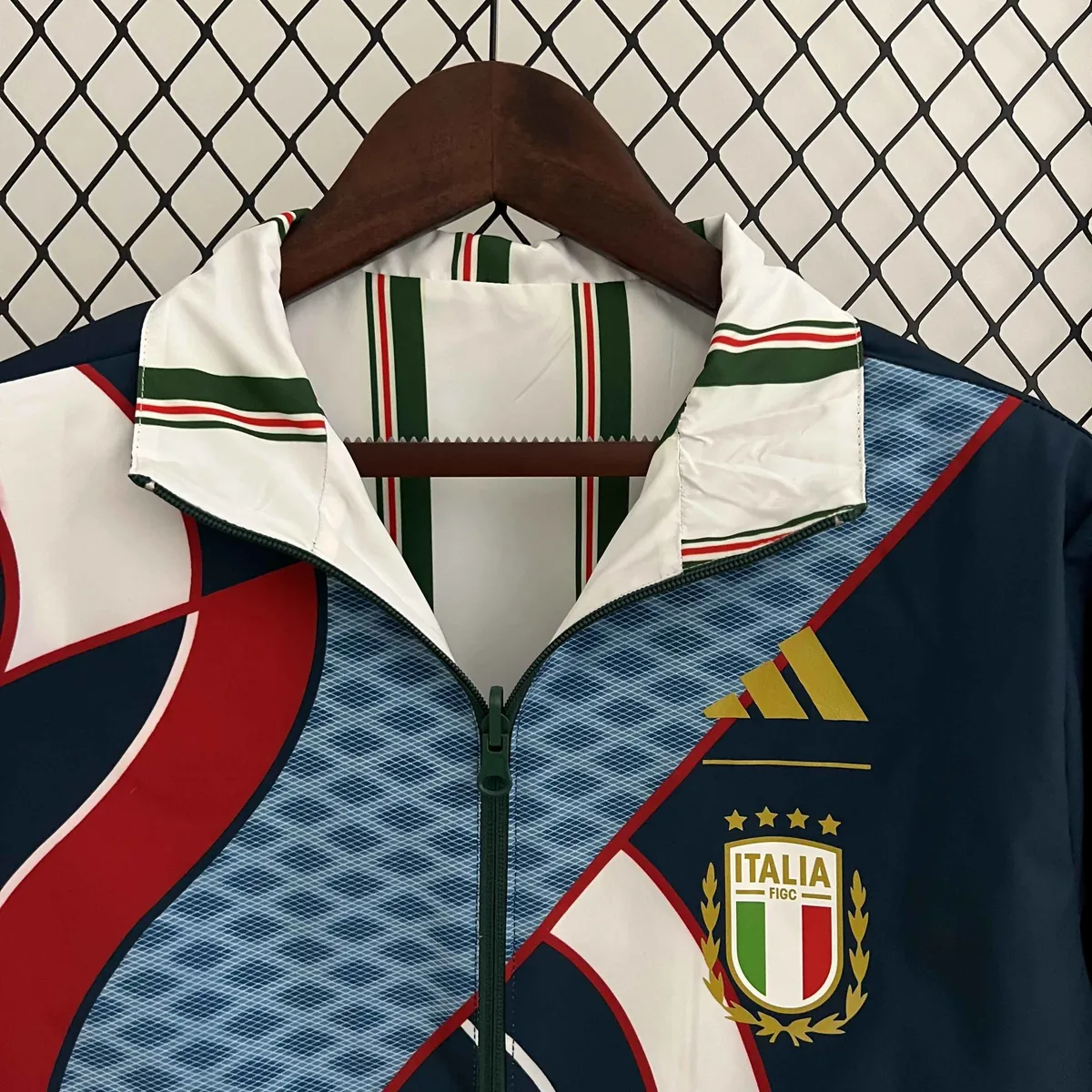 2024 Italy Reversible Windbreaker White&Blue Double-Sides Jacket Soccer Jerseys For Sale 3