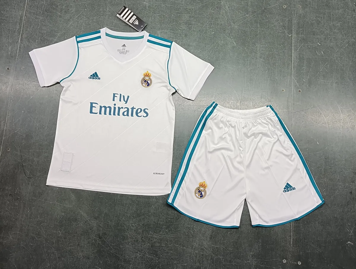 17-18 Real Madrid Home Retro Kids Kit Size-16-28 Soccer Jersey Yupoo 2