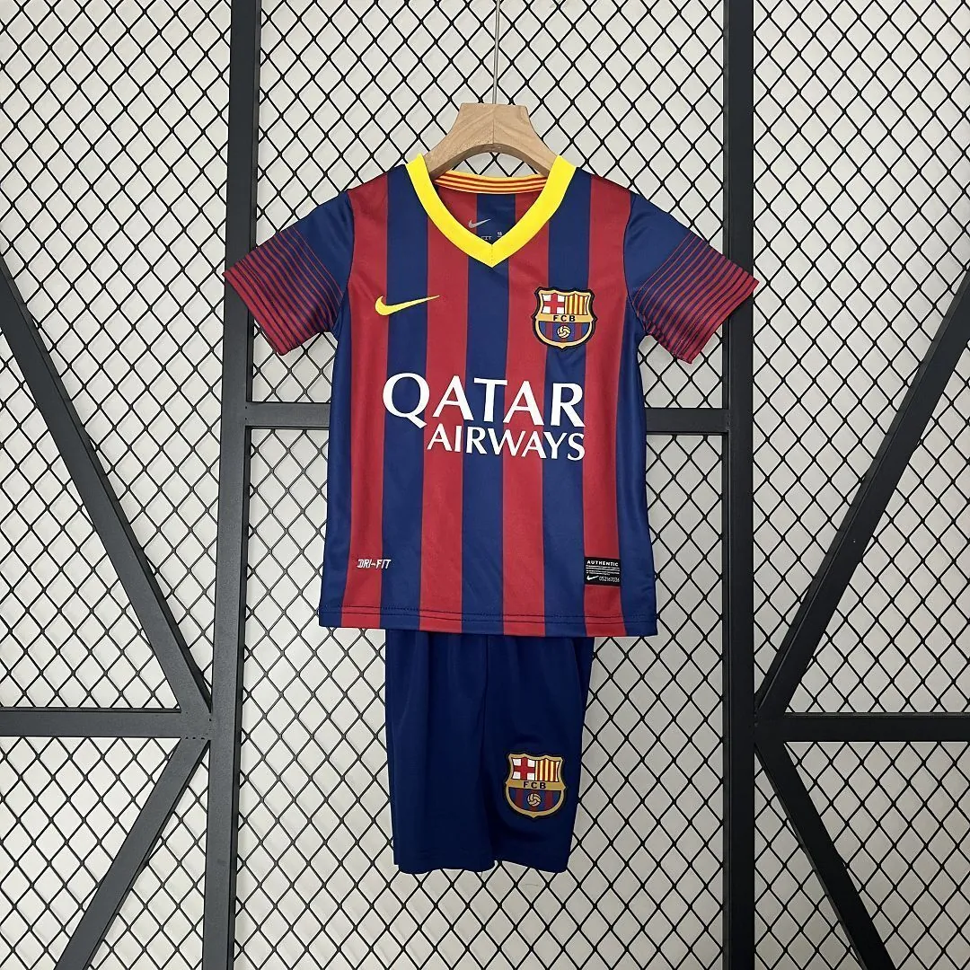 13-14 Barcelona Home Retro Kids Kits Children Shirt Cheap Jersey Yupoo 12