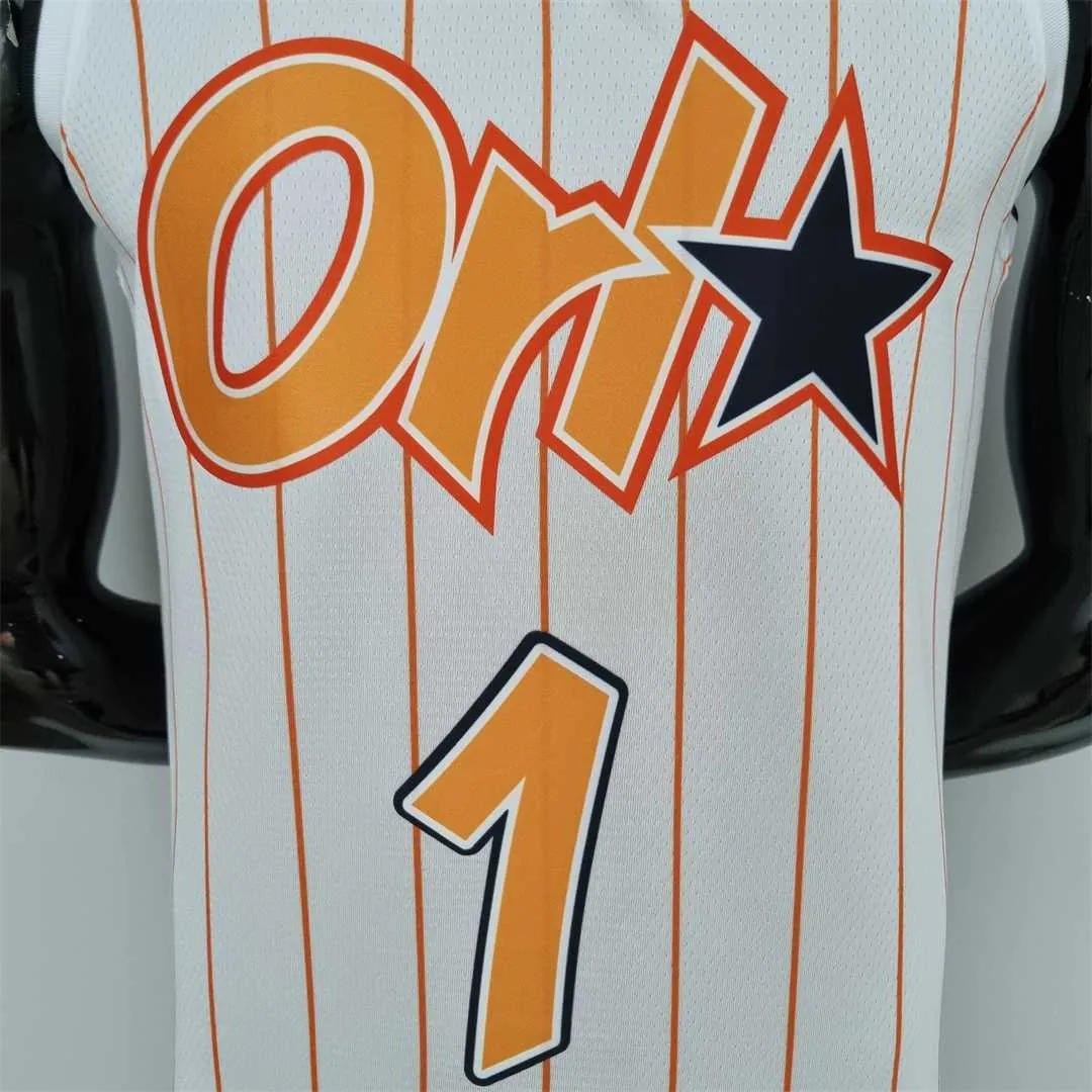 75th Anniversary Orlando Magic McGrady #1 White and Orange NBA Jersey 2