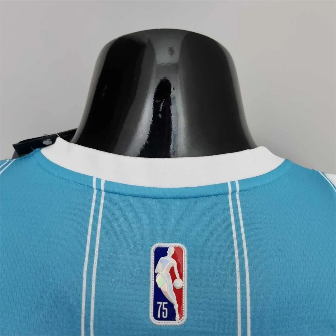 75th Anniversary Ball #1 Charlotte Hornets Blue NBA Jersey 6