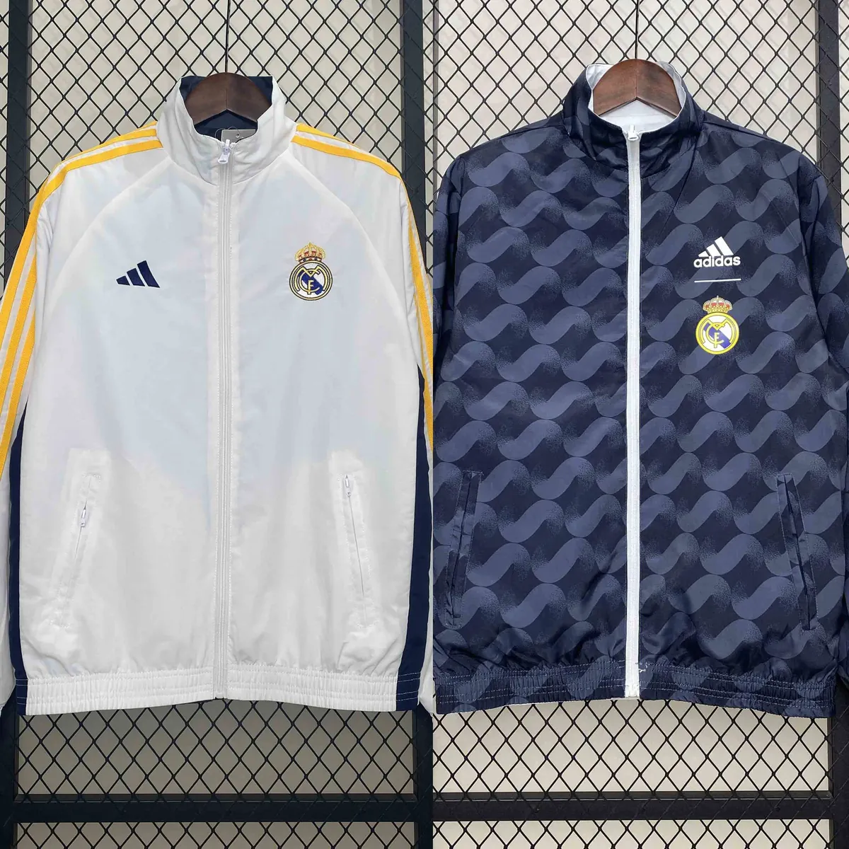 24-25 Real Madrid White&Navy Trench Coat Reversible Windbreaker Double-Sides Jacket AAAAJersey 5