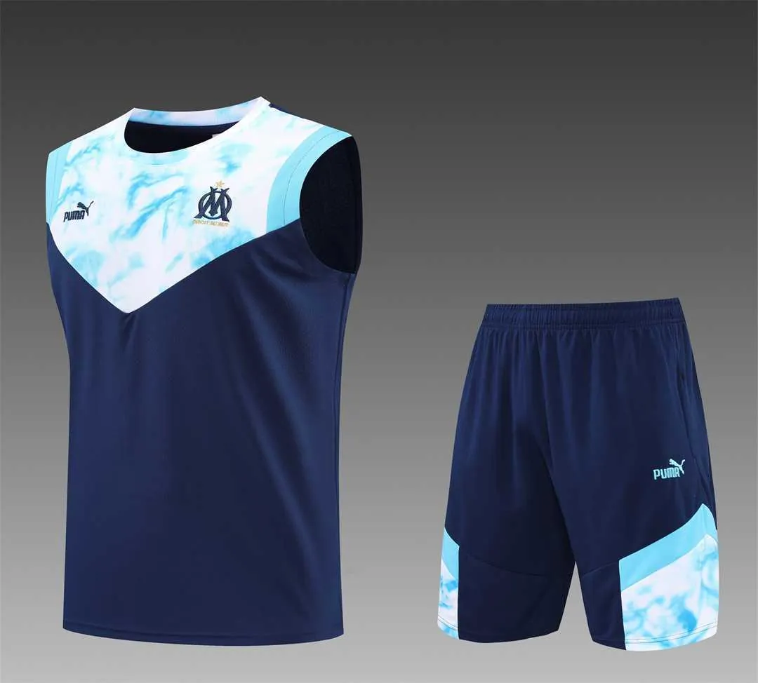 22-23 Marseille vest training suit kit dark blue white 20