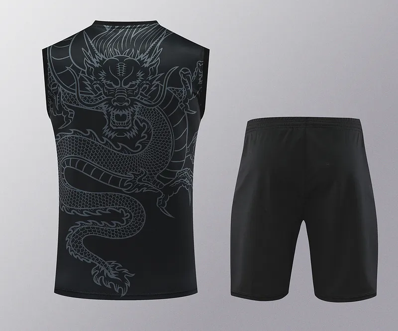 24-25 Real Madrid Dragon Black Training Vest Kits(Top+Shorts) Football Replicas Yupoo 3