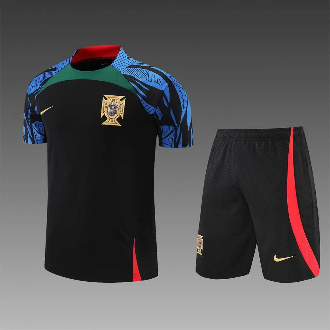 2022 Portugal Training Suit Short Sleeve Kit Black 19