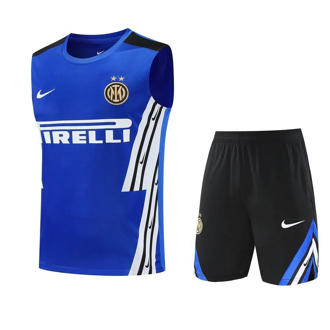 25-26 Inter Milan Retro Blue Training Kits Football Vest Suits 6