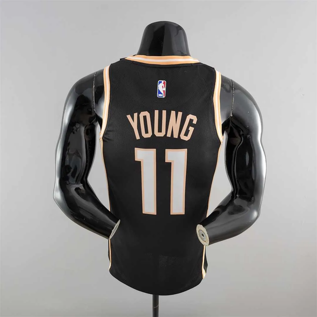Atlanta Hawks Young #11 Limited Black NBA Jersey 7