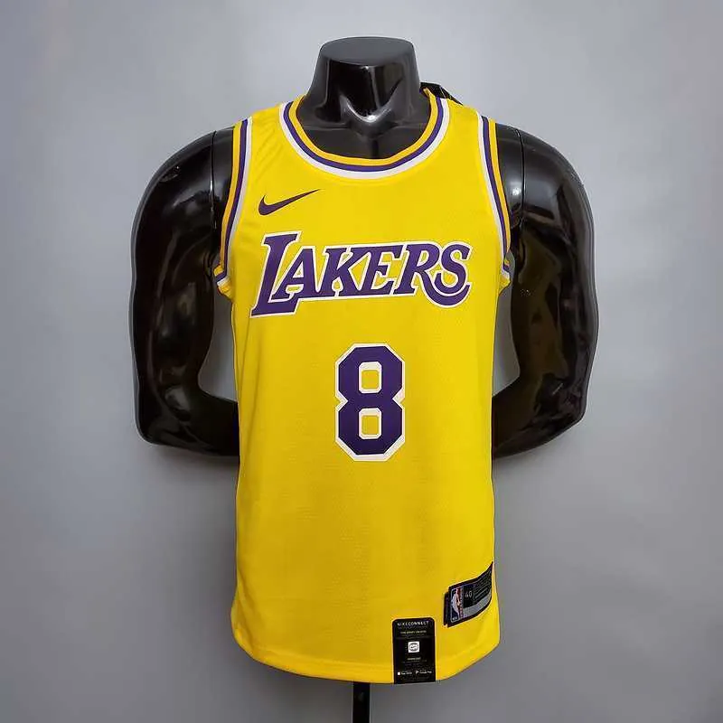 New Bryant #8 Lakers Commemorative Edition Round neck yellow 8