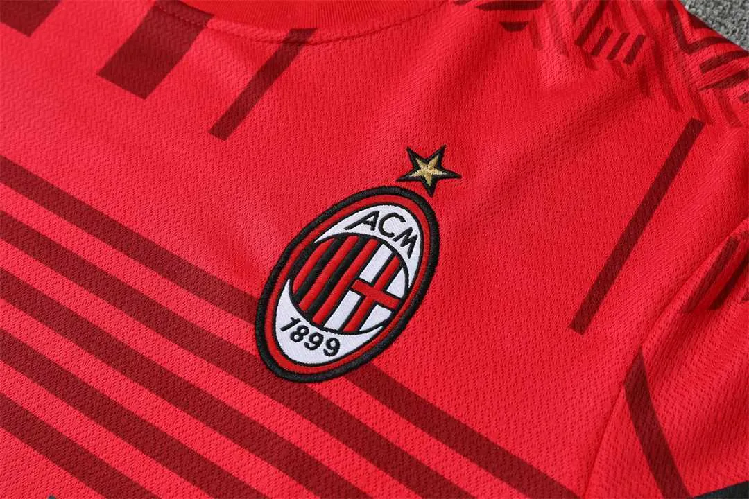 22-23 AC Milan Training Suit Short Sleeve Kit Red 2
