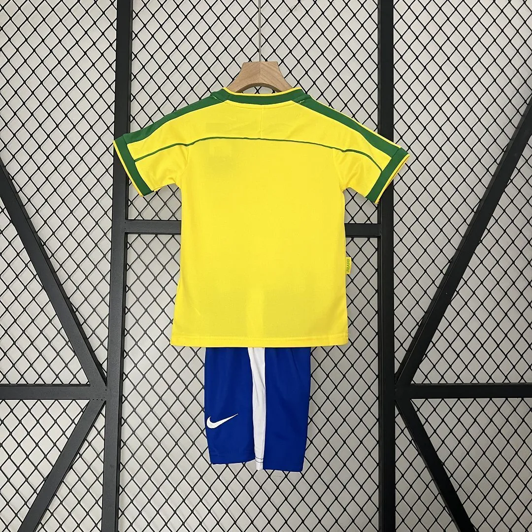 1998 Brazil Home Retro Kids Kit World Cup Shirt Soccer Jerseys Yupoo 2