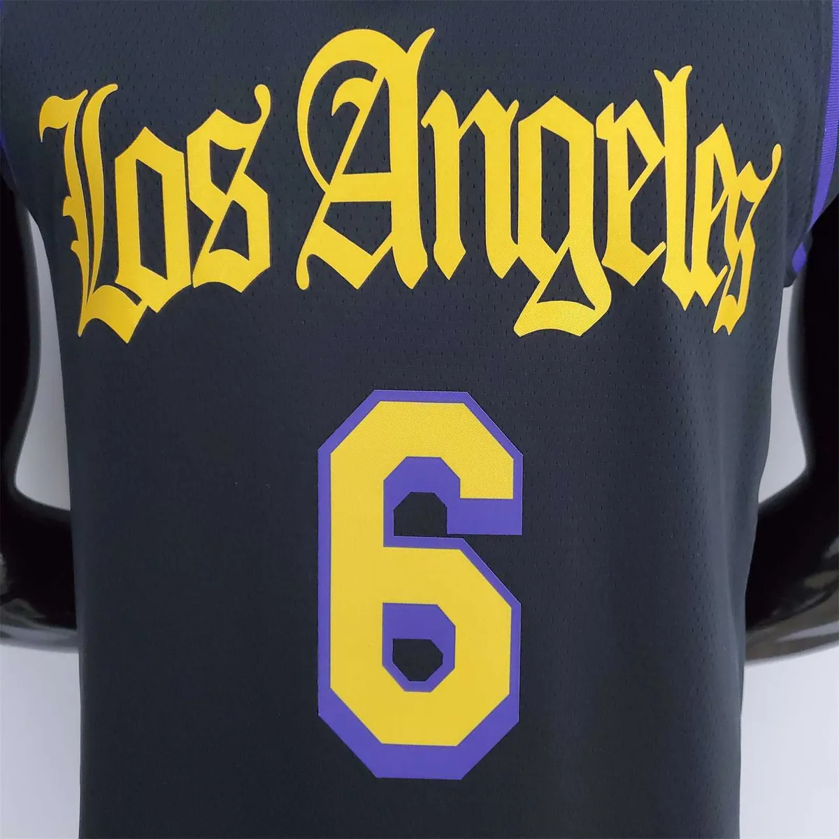 2021 JAMES#6 Los Angeles Lakers Black Latin Black NBA Jersey 5