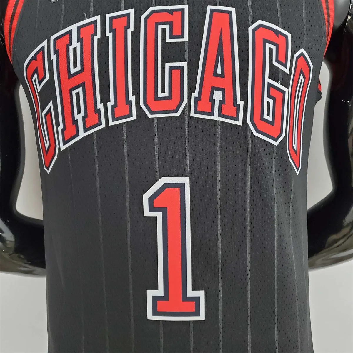 75th Anniversary Rose #1 Bulls Flyers Black NBA Jersey 4