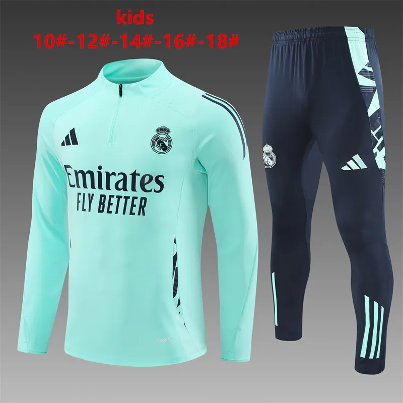 24-25 Real Madrid Kids Long Sleeve Training Suit Football Shirts 1