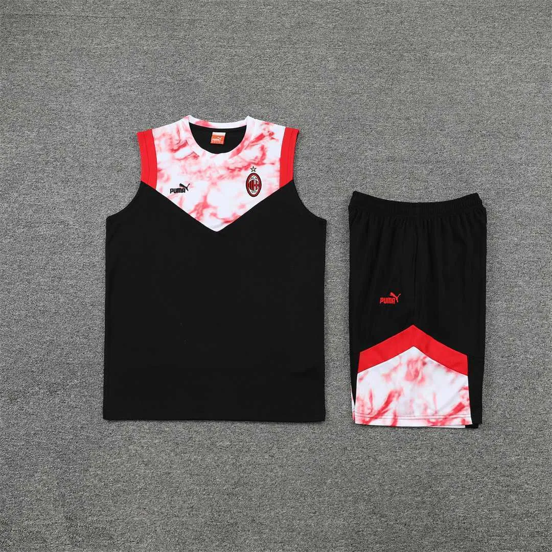 22-23 AC Milan vest training suit kit black red 17