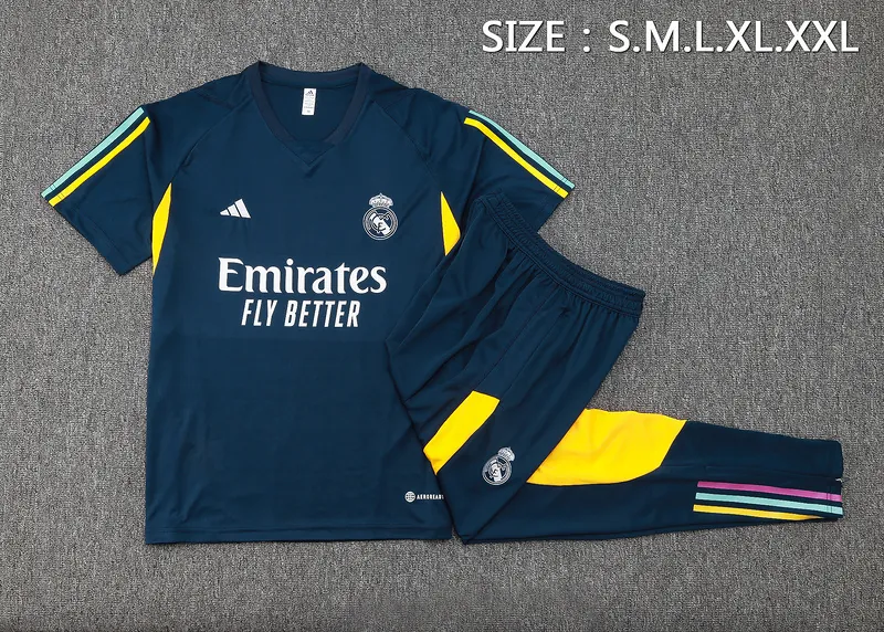 23-24 Real Madrid Short Sleeve Kits Navy Training Suits Soccer Jerseys Yupoo 2