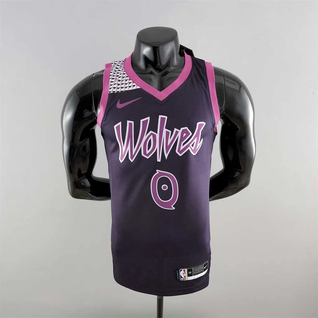 Minnesota Timberwolves RUSSELL#0 Black and Purple NBA Jersey 9