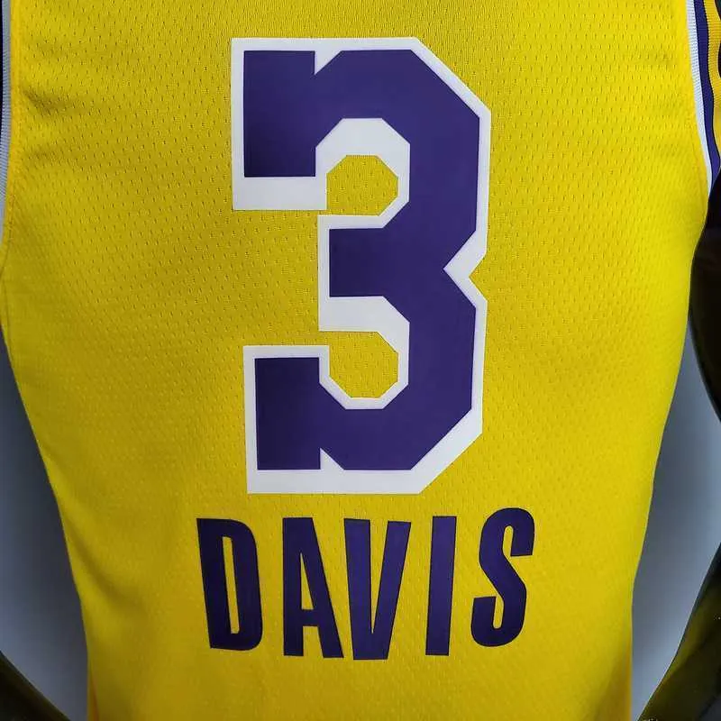 New DAVIS #3 Lakers Commemorative Edition Round neck yellow 7