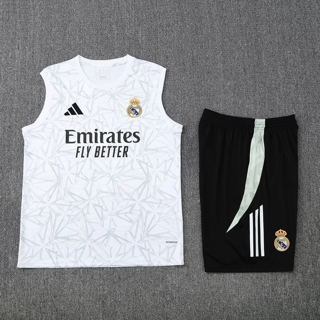 25-26 Real Madrid Pre-Match White Training Kits Football Tracksuits 2