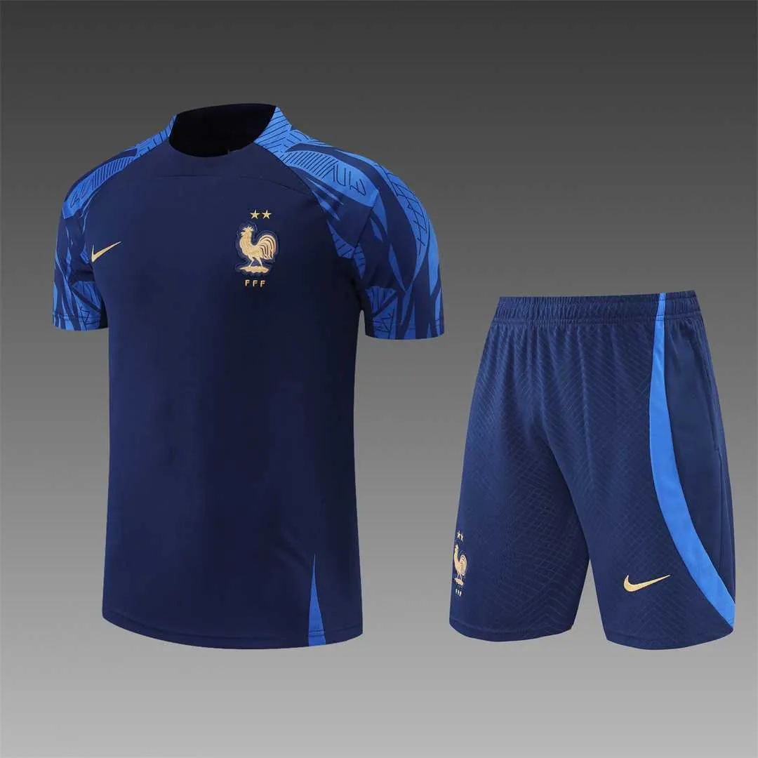 2022 France Training Suit Short Sleeve Kit Blue 20