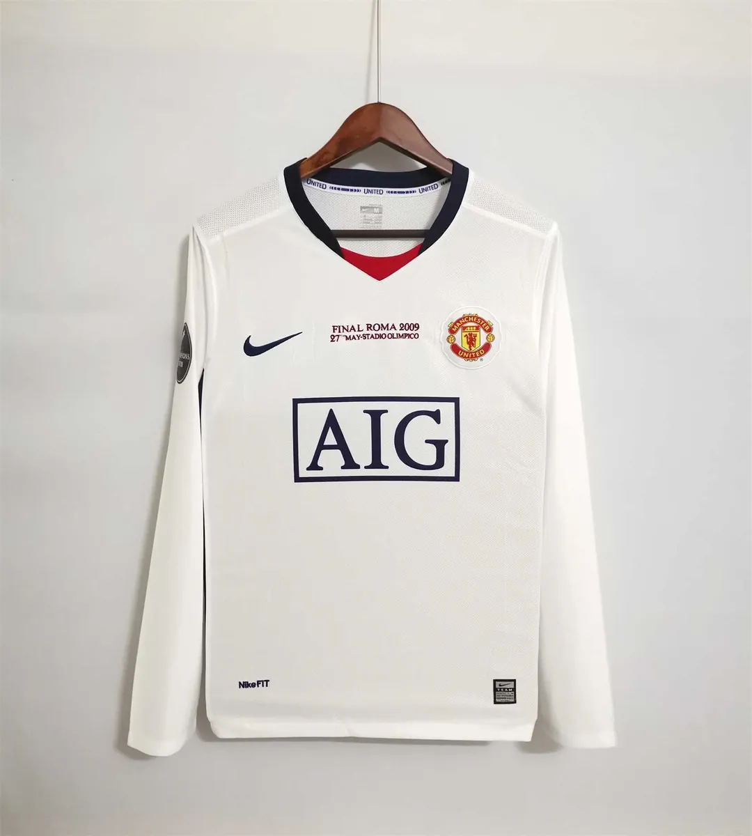 08-09 Manchester United away white UCL final long sleeve 14