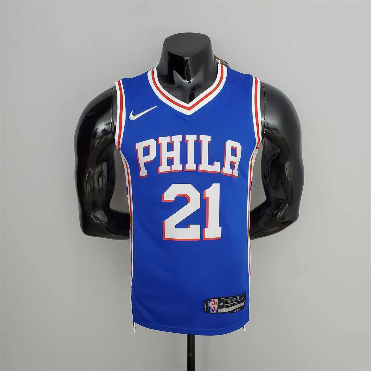 75th Anniversary Philadelphia 76ers EMBIID#21 Blue NBA Jersey 10