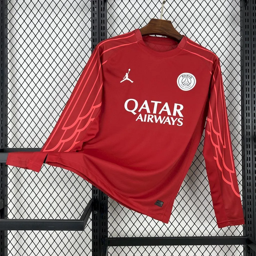 25-26 PSG Red Goalkeeper Long Sleeve Kit Football T-Shirt AAAAJersey Yupoo 6