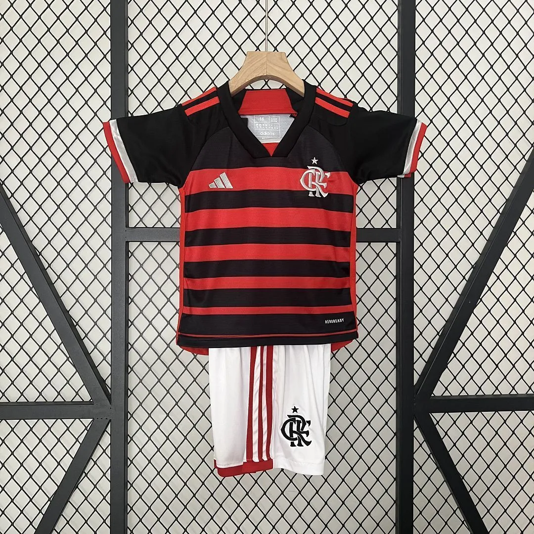 24-25 Flamengo Home Kid Kits Children Sets Football AAAAJersey Yupoo 9