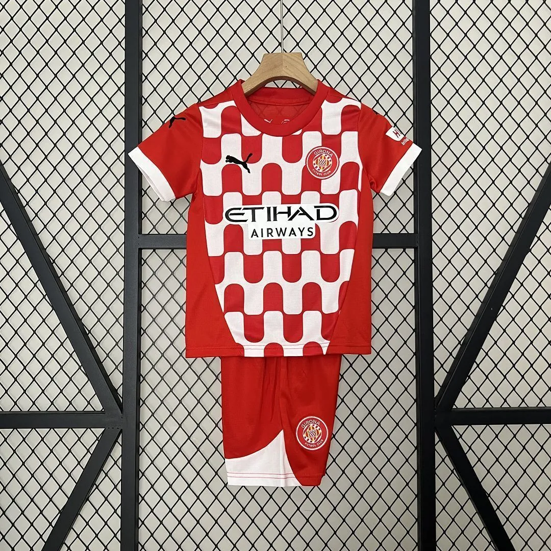 24-25 Girona Home Kid Kits Youth Apparels Football AAAAJersey Yupoo 8