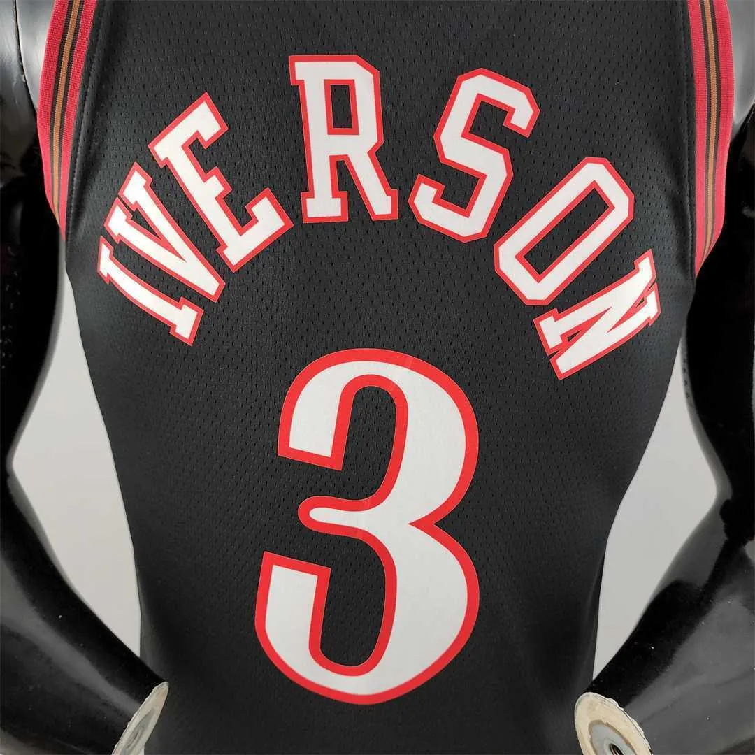 Retro Philadelphia 76ers Iverson #3 big meteor black NBA Jersey 3