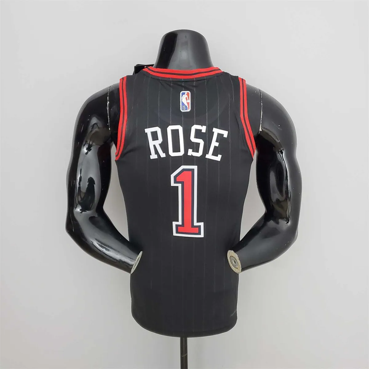 75th Anniversary Rose #1 Bulls Flyers Black NBA Jersey 8