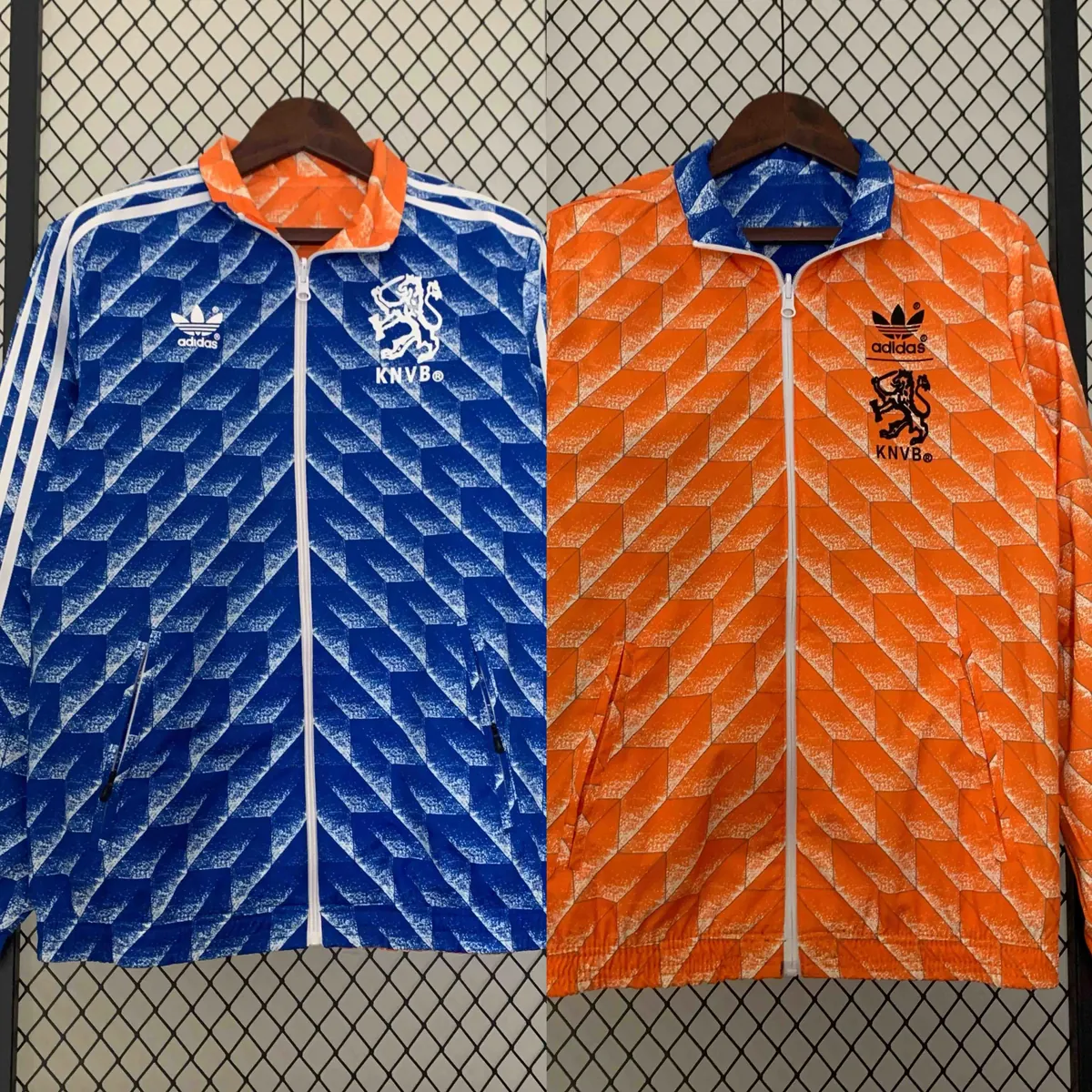 2024 Netherlands Reversible Windbreaker Orange&Blue Double-Sides Jacket Soccer Jerseys For Sale 7