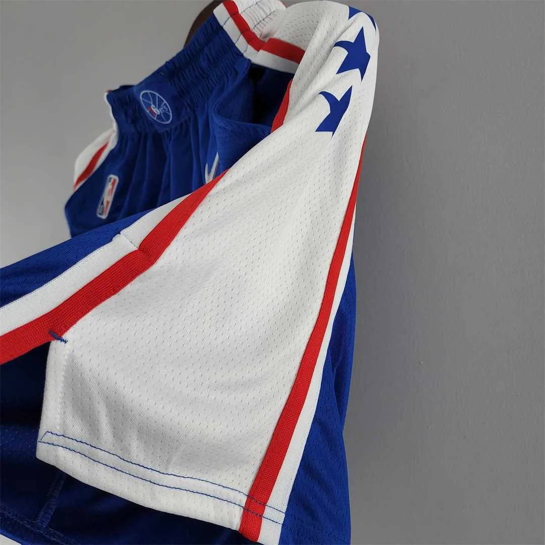 75th Anniversary Philadelphia 76ers NBA Shorts Blue White 1