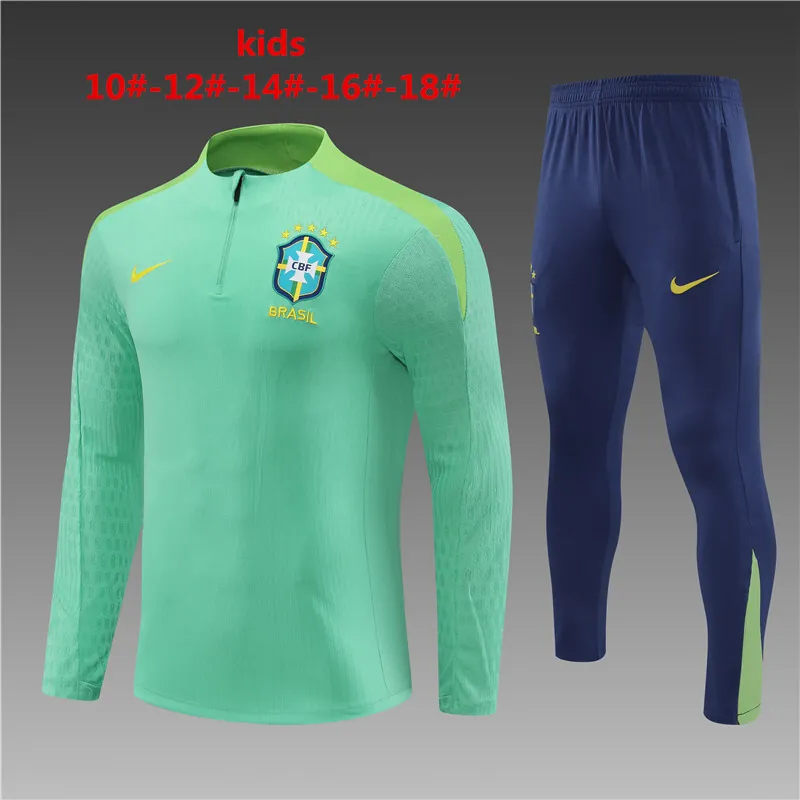 2024 Brazil Player Kids Long Sleeve Training Suit Football Shirts 2