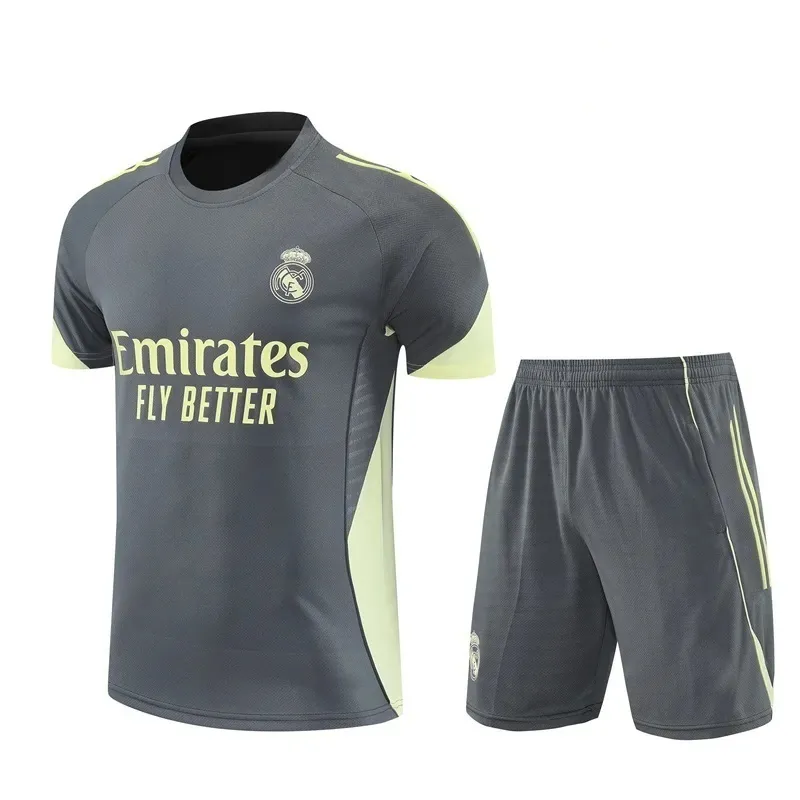 25-26 Real Madrid Grey&Green Training Kits Football Tracksuits 3