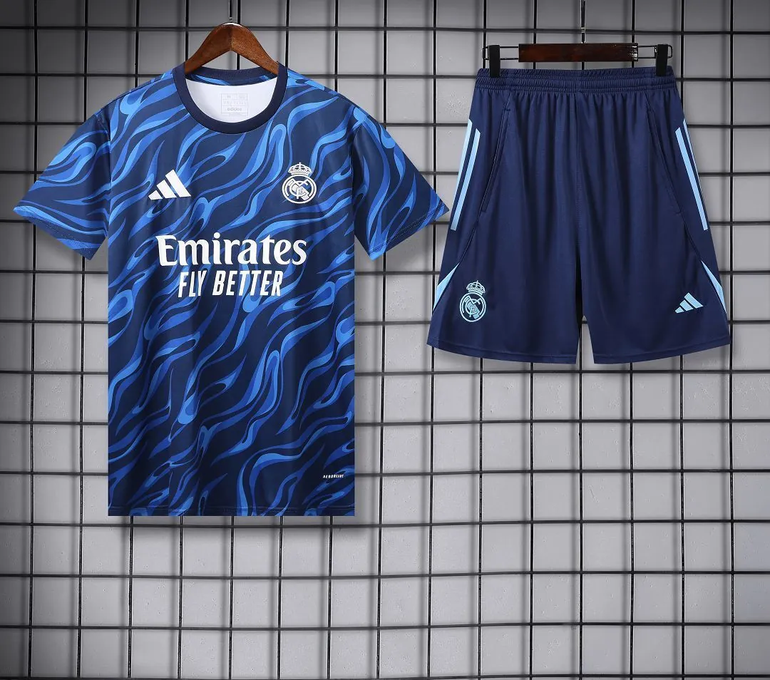 25-26 Real Madrid Training Kits Blue Football Tracksuits 3